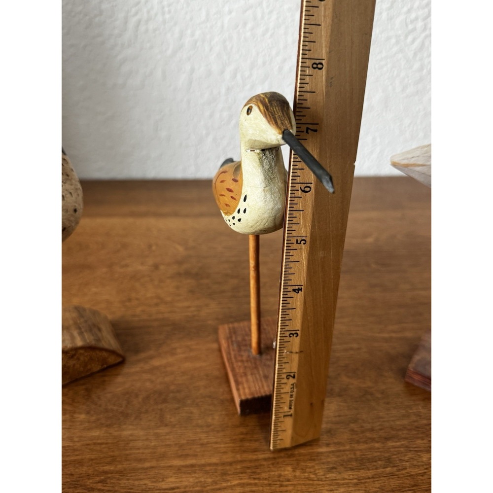 Vintage Wooden Shore Birds With Glass Eyes Lot Of 3 - Picture 16 of 16